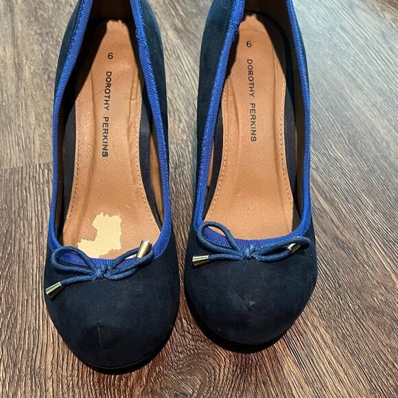 SUPER CUTE Dorothy Perkins Blue Suede Heels Vintage - Picture 2 of 5